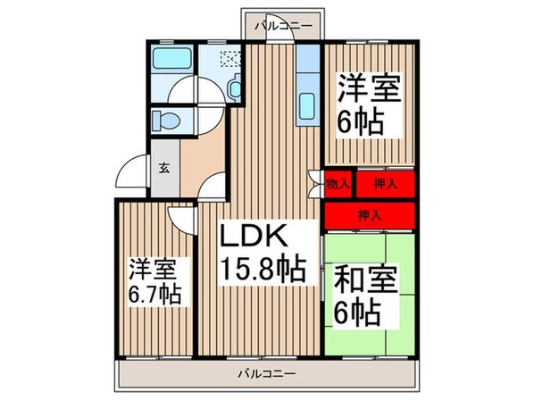 入間東町団地9号棟(501)の物件間取画像